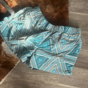 Patagonia Teal and Brown Patterned High Waist Shorts